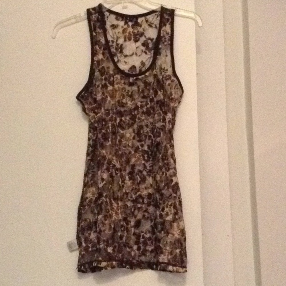 Multi brown lace tank